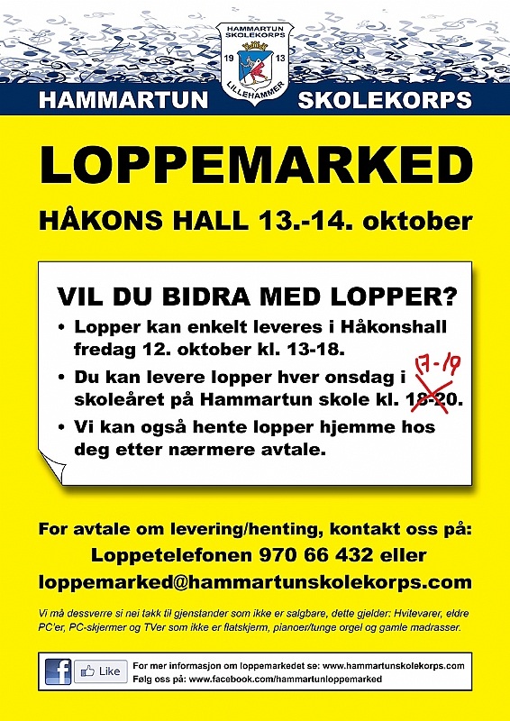 Velkommen til neste loppemarked 13. - 14. oktober 2018
